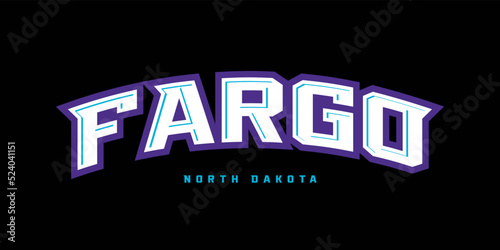 T-shirt stamp logo, USA Sport wear lettering Fargo tee print, athletic apparel design shirt graphic print photo