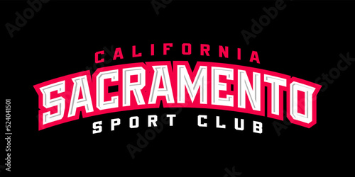 T-shirt stamp logo, California Sport wear lettering Sacramento tee print, athletic apparel design shirt graphic print