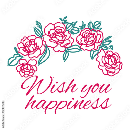 Holiday card, compliment, gift. For any holiday event and celebration.Congratulations square card with motivations text. Popular phrase wish you happiness