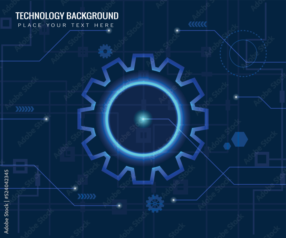 Gear circuit technology background with hi-tech digital data connection system and computer electronic