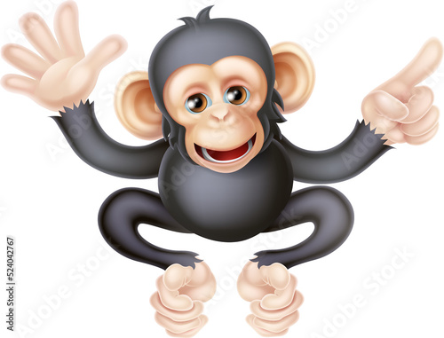 Cartoon Chimp Monkey Pointing