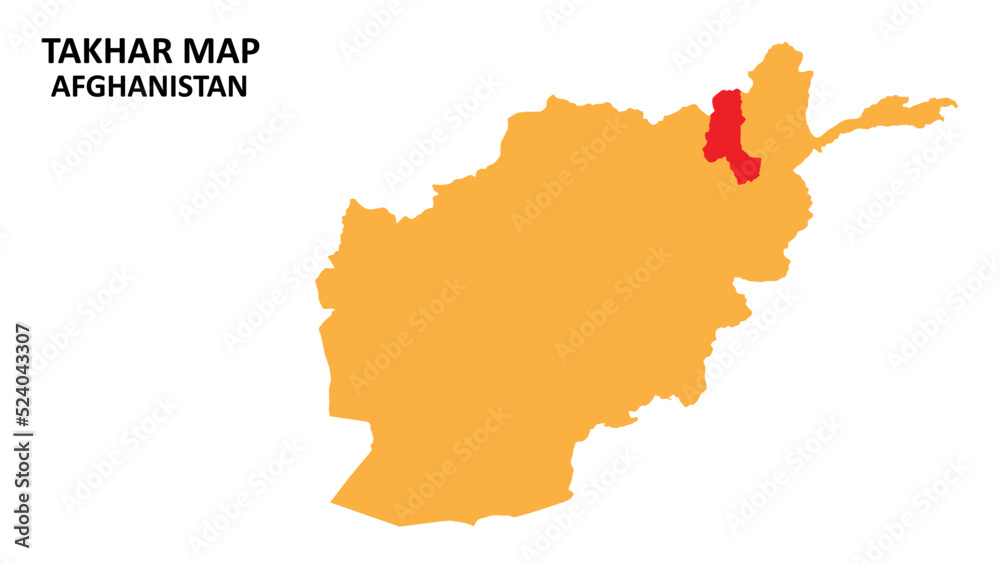Takhar State and regions map highlighted on Afghanistan map.