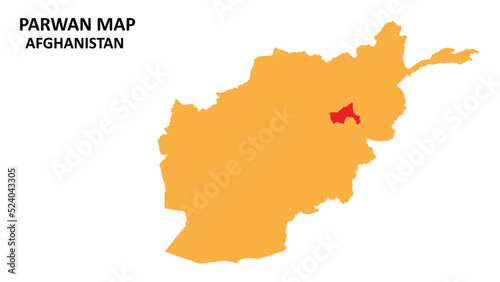 Parwan State and regions map highlighted on Afghanistan map. photo