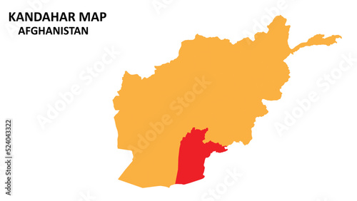 Kandahar State and regions map highlighted on Afghanistan map.