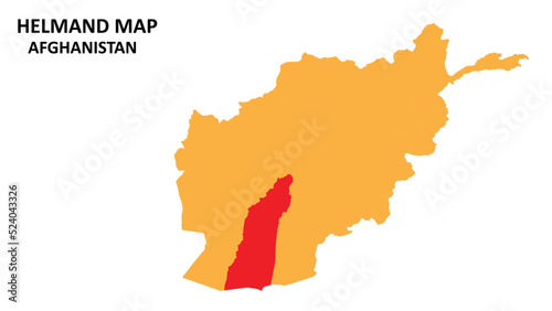 Helmand State and regions map highlighted on Afghanistan map.