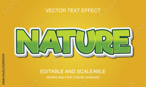 Nature Editable 3D text style effect vector template