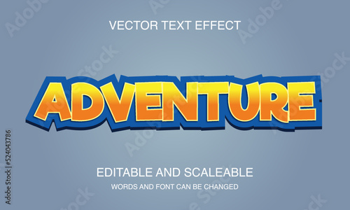 Adventure Editable 3D text style effect vector template