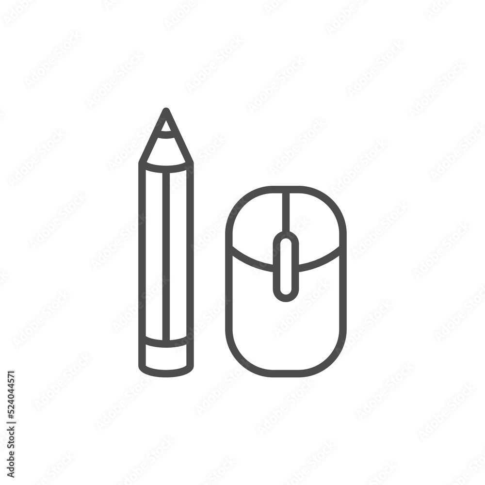 mouse and pencil icon. isolated on white background mouse and pencil icon. isolated on white background