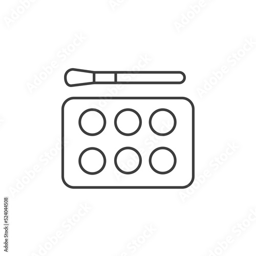 Blush powder icon. Powder or blush makeup brush line art vector icon for cosmetics apps and websites