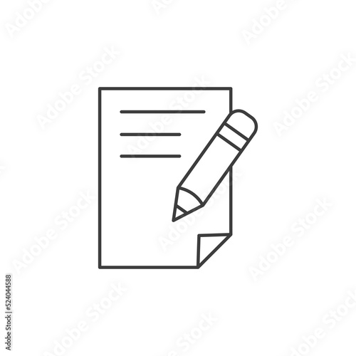 Note icon. notepad icon vector, Document with pen, form icon. Sheet of paper and pencil outline vector sign.