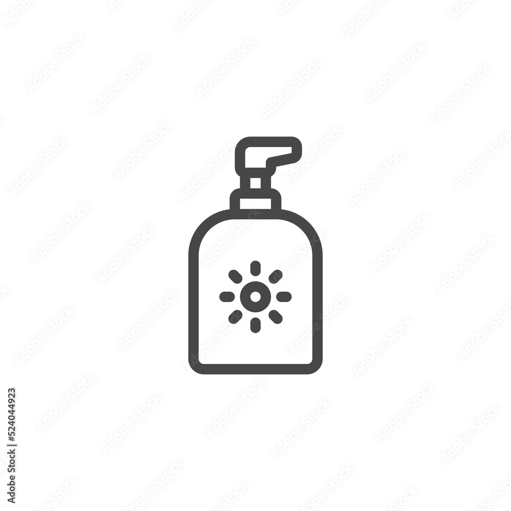 Simple sunscreen line icon. Stroke pictogram. Vector illustration isolated on a white background. Premium quality symbol. Vector sign for mobile app and web sites. Simple sunscreen line icon. Stroke pictogram. Vector illustration isolated on a white background. Premium quality symbol. Vector sign for mobile app and web sites.