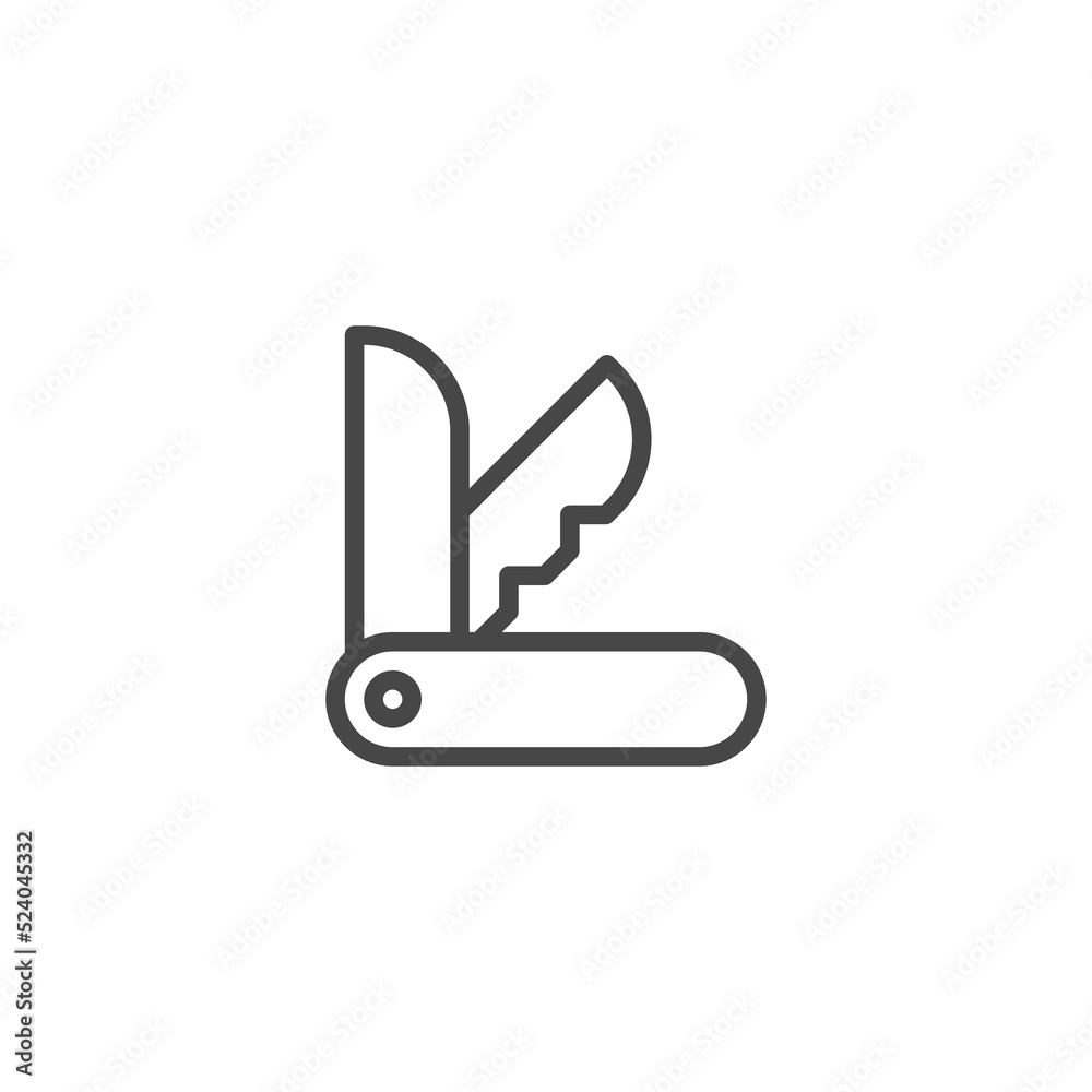 Foldable or folding pocket knife, pocket knife line art vector icon for apps and websites. Swiss knife icon line symbol. Foldable or folding pocket knife, pocket knife line art vector icon for apps and websites. Swiss knife icon line symbol.