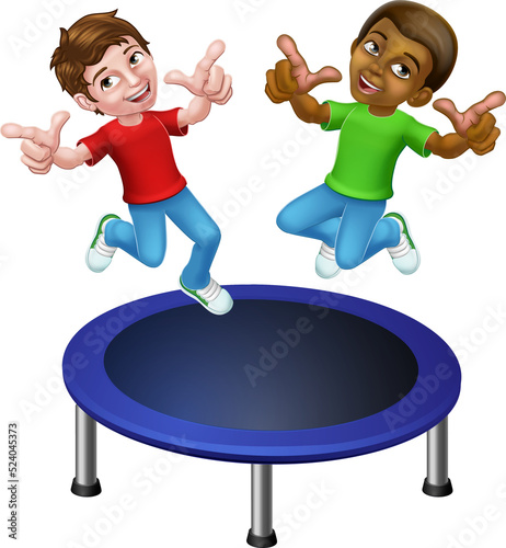 Two kids or children jumpin...