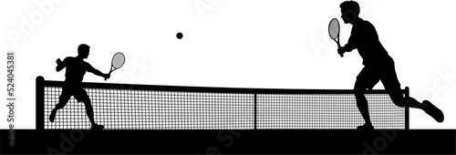 Tennis match silhouette sce...