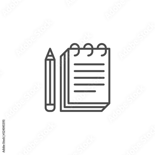 Note with pencil icon, Note icon vector sign. Paper message or document page.
