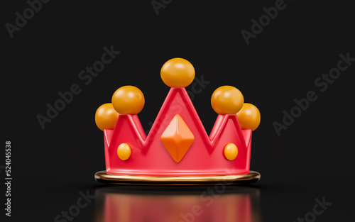 crown sign on dark background 3d render concept for birthday celebration king queen prince 