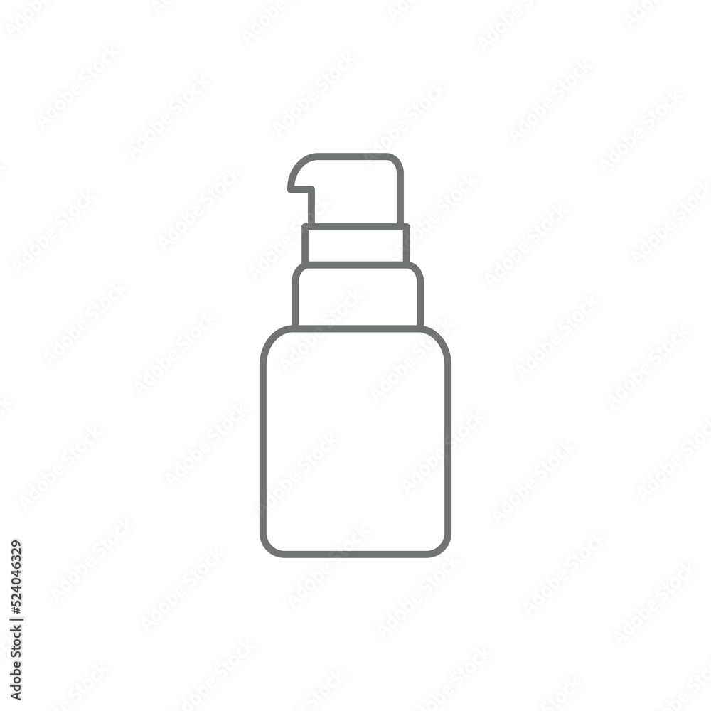 Foundation with a dispenser. Serum pump bottle. Tube. Skin care. Align Face Tone. Vector Black Thin Linear Contour. Foundation with a dispenser. Serum pump bottle. Tube. Skin care. Align Face Tone. Vector Black Thin Linear Contour.