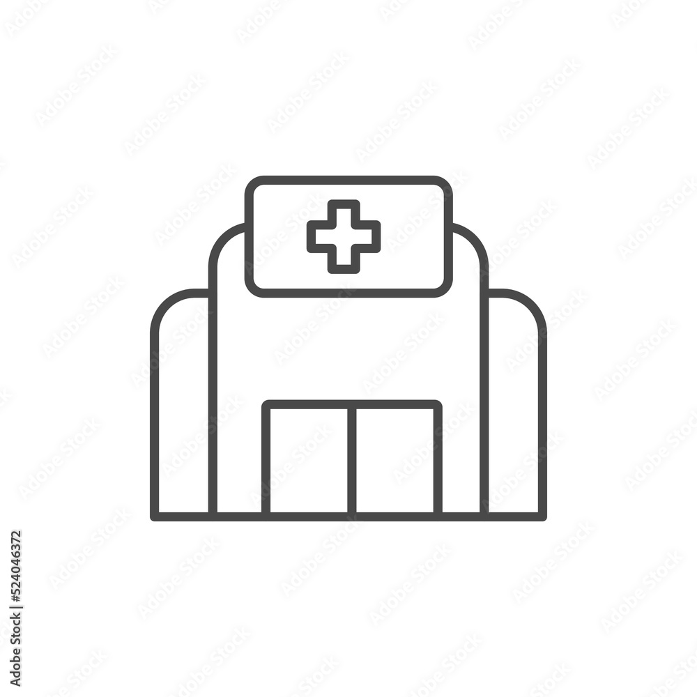 Hospital building icon vector, hospital icon vector from medicines collection. Thin line hospital outline icon vector illustration. Outline, thin line hospital, hospital building front icon Hospital building icon vector, hospital icon vector from medicines collection. Thin line hospital outline icon vector illustration. Outline, thin line hospital, hospital building front icon
