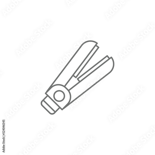 hair straightener icon vector illustration. Hair iron. Temporary straightening curly hair by heating. Hairdresser tool. Thin line illustration. Contour symbol. Vector isolated outline drawing