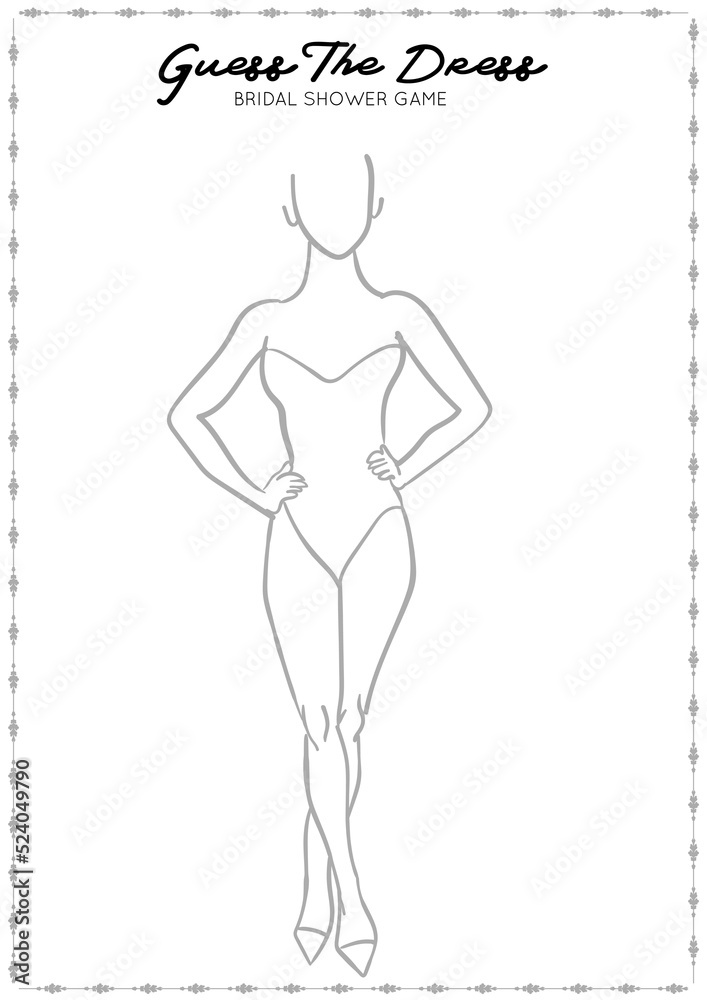 Vektorová grafika „Silhouette of a slim woman, illustration for drawing  your creative fashion ideas or bridal game vector. Guess the dress game“ ze  služby Stock | Adobe Stock