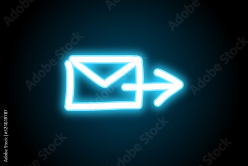 Send message email glowing neon sign icon 