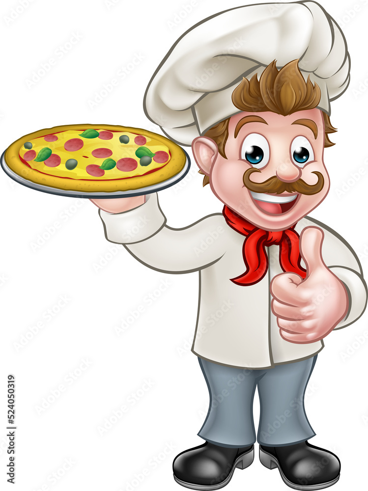Pizza Chef Cartoon Character