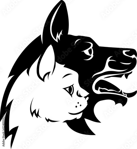 Cat Dog Pets Faces Concept ...