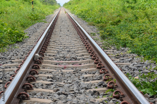 railroad tracks in the countryside