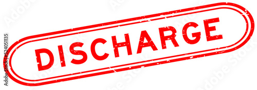 Grunge red discharge word rubber seal stamp on white background