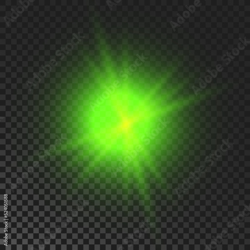 Green glowing sparkling star