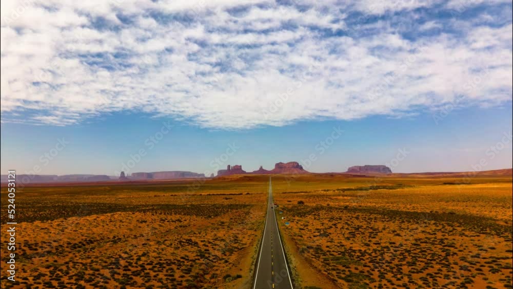 Aerial hyperlapse of Forest Gump Point in Monument Valley, Utah USA