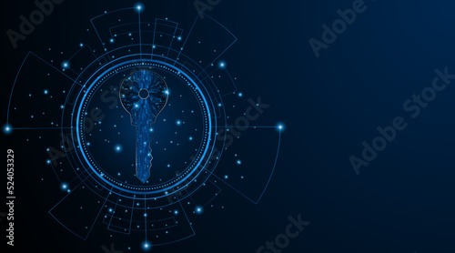 Abstract technology circuit board background with key icon Cyber ​​data security and privacy concepts. modern technology innovation concept background	