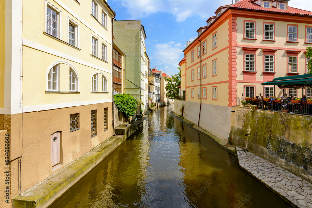 Little Venice district and Certovka river in Prague
