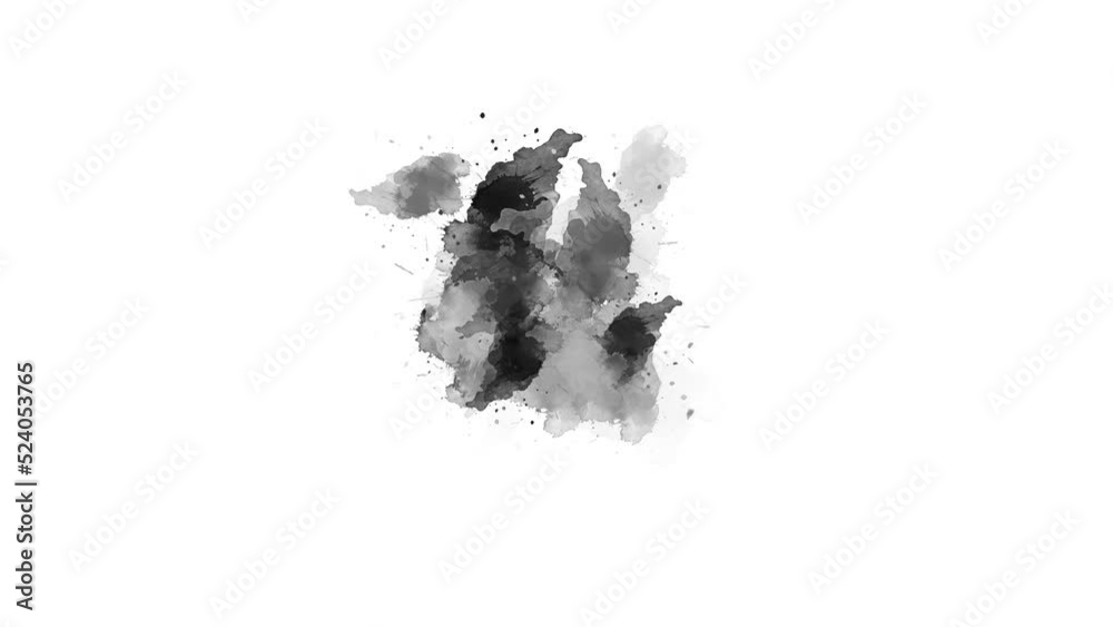 ink transition splatter composting animation. watercolor black ink splatter compositing. Abstract ink splatter transition. ink brush stroke, fluid art background, overlay, alpha matte composition.
