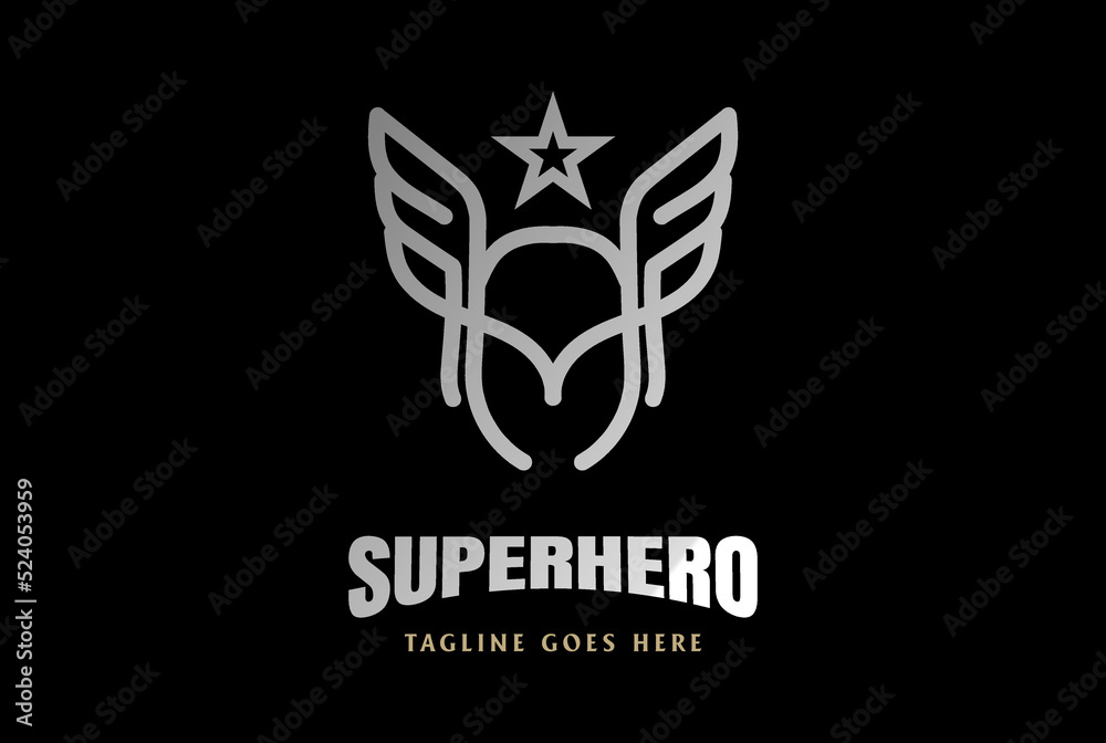Warrior Knight Odin Head Wings Superhero Head Logo Design Vector