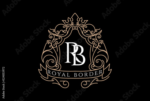Golden Royal Ornament Badge Emblem Label Logo Design Vector