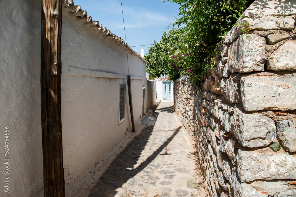 Street in small mediterranean town in sunny summer day