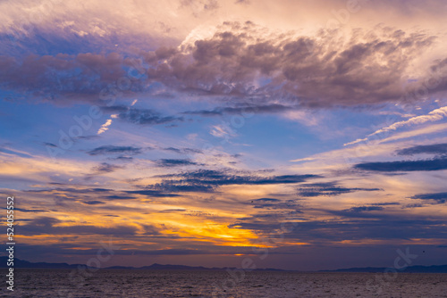 長松海岸から見る淡路島へ沈む夕日 photo