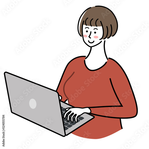 これはラップトップを操作する女性のイラストです。