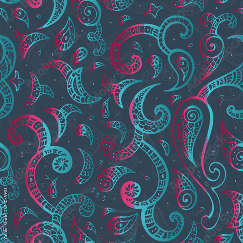 Digital textile kalamkari allover pattern