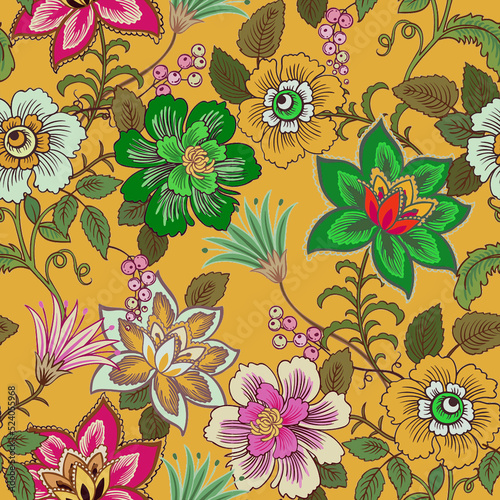 Digital textile kalamkari allover pattern photo