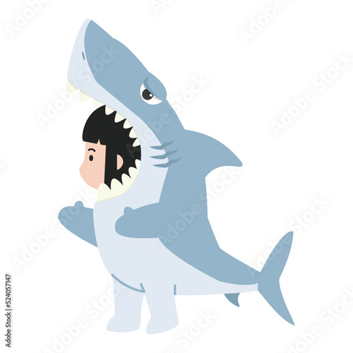 Children Waering Animal  shark costume