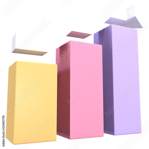 3d bar graph icon, for UI, poster, banner, social media post. 3D rendering