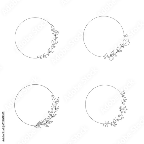 Wedding frame logo elements. Circle with flowers for the logo. Beautiful elegant logo