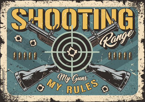 Shooting range emblem vintage colorful