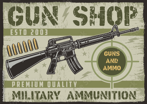 Gun shop colorful vintage logotype