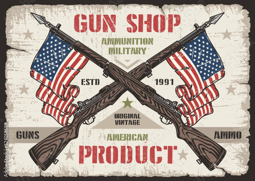 Gun shop vintage element colorful