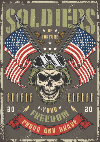 soldiers fortune vintage colorful poster