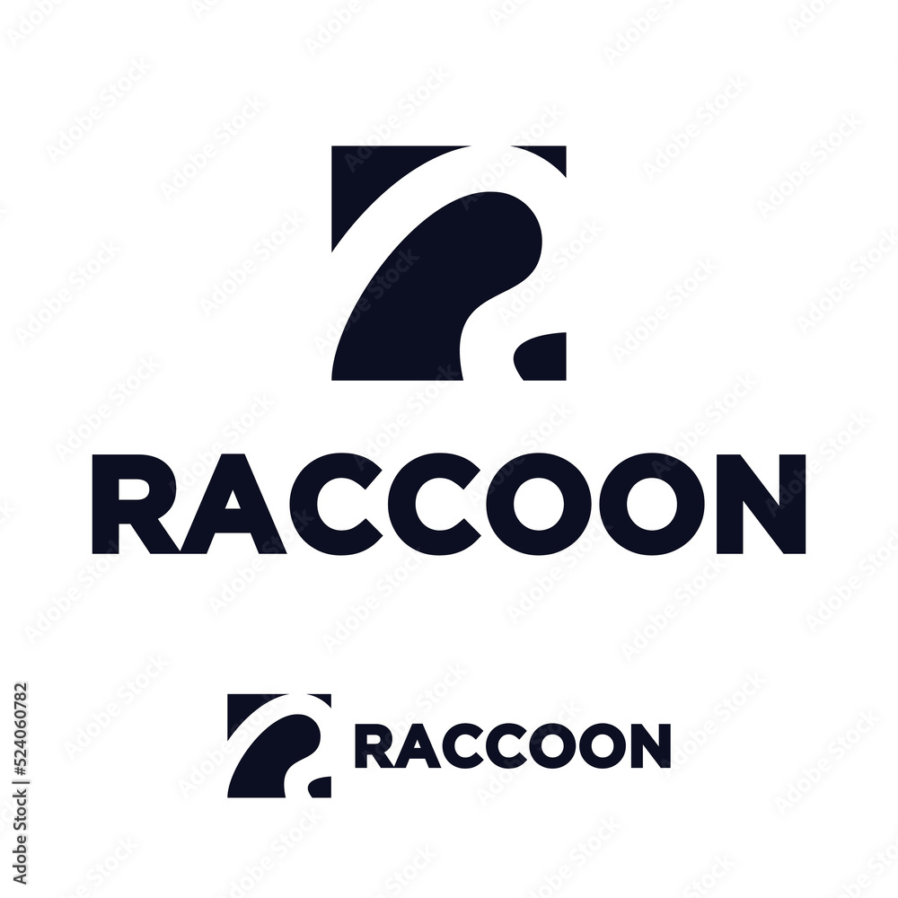 square raccoon face abstract logo - obrazy, fototapety, plakaty 