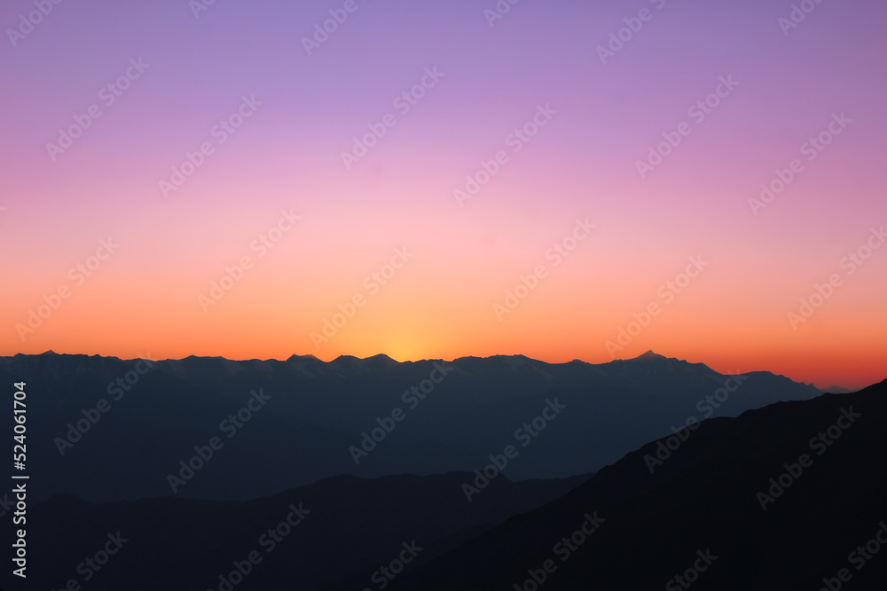 Ladakh mountain range have beautiful scenery of sunset